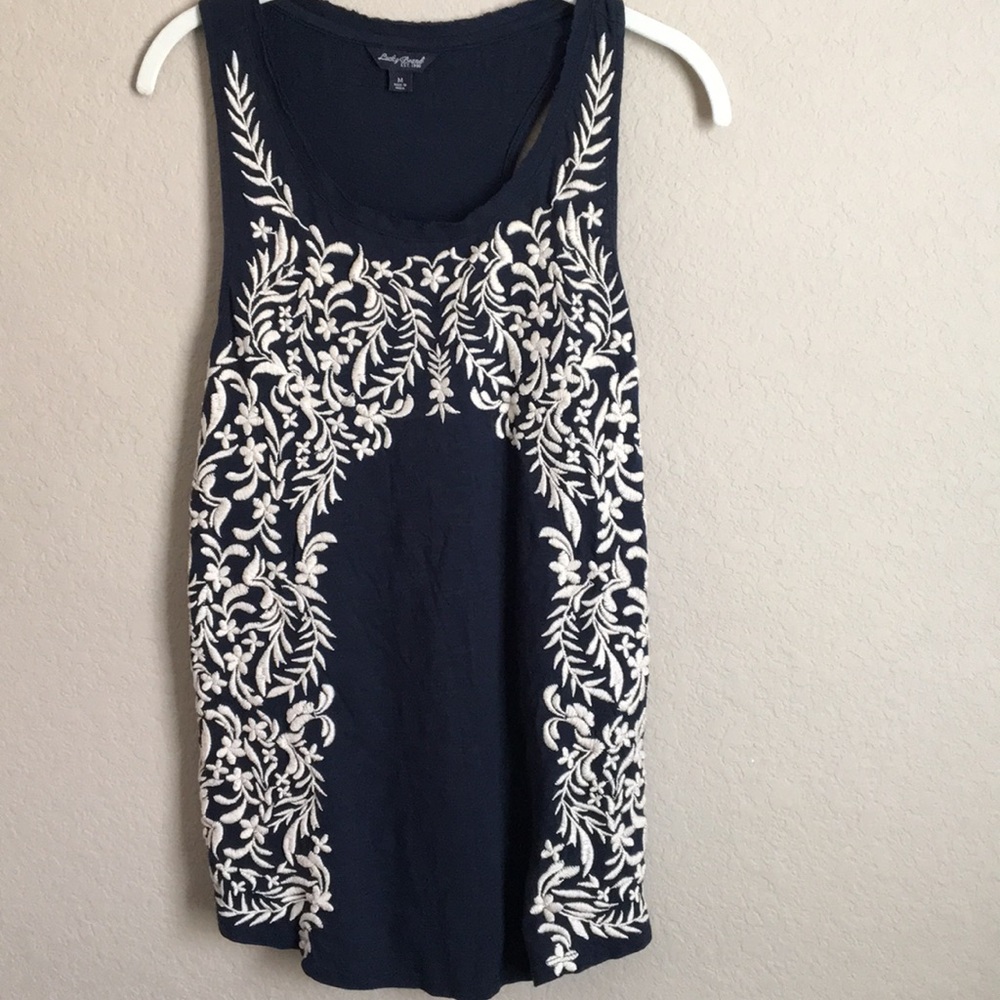 Lucky Brand Embroidered Racerback Top M